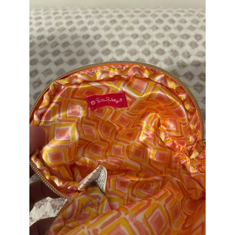 Lilly Pulitzer for Target Orange Pink Cosmetic Makeup Case Pouch Giraffeeey EUC